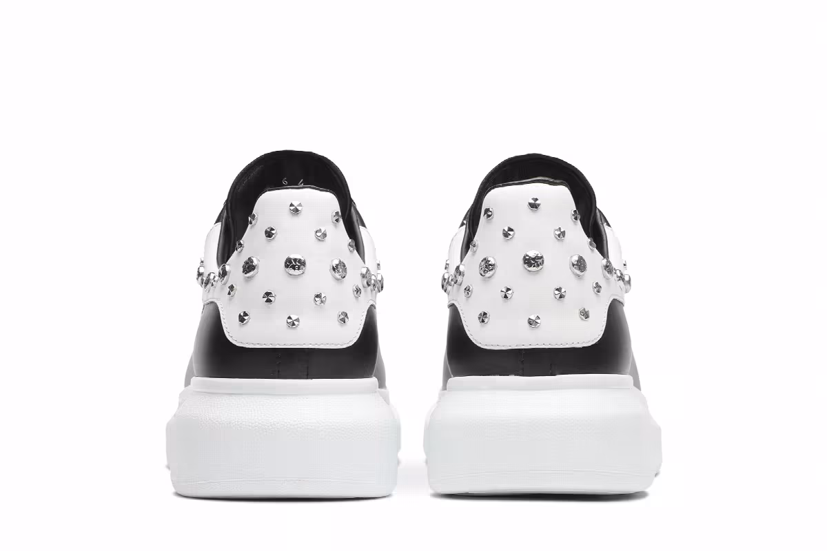 Alexander McQueen Studded Oversized Sneaker White Black, view 7