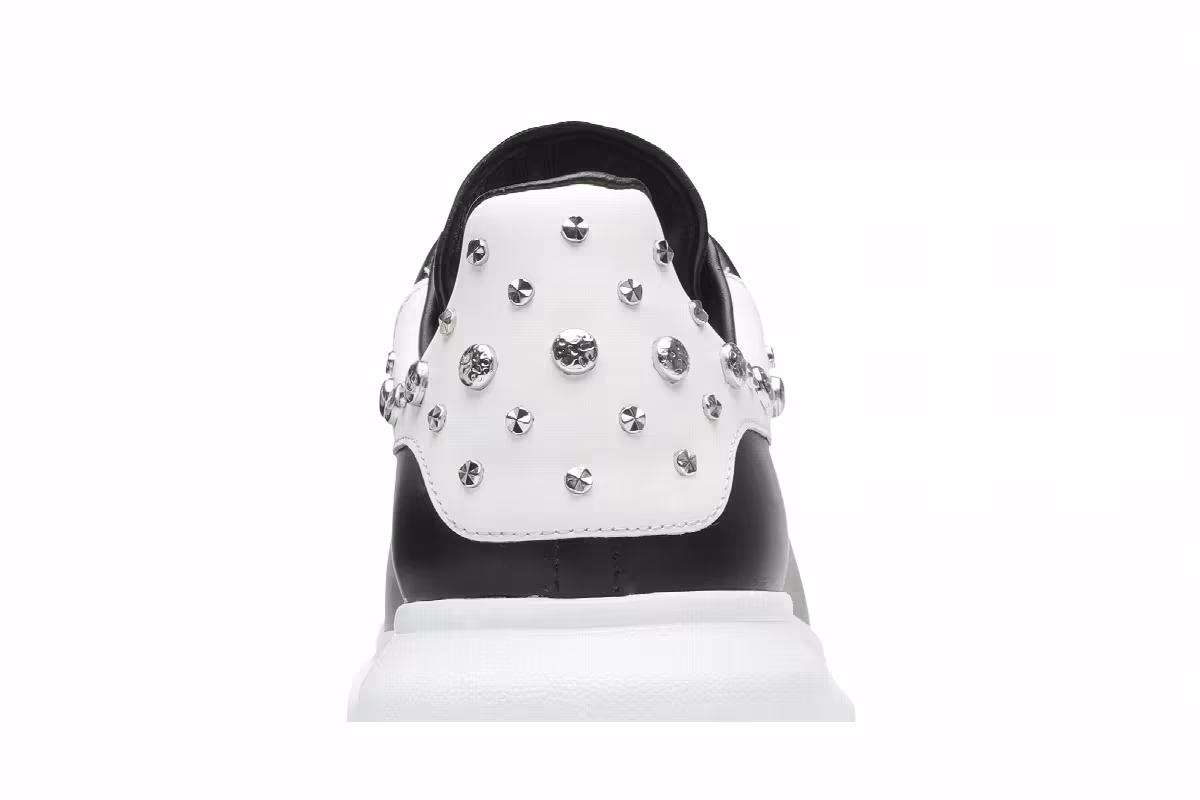 Alexander McQueen Studded Oversized Sneaker White Black, view 8