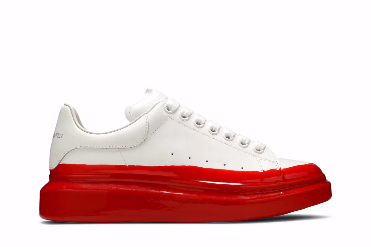 Alexander McQueen Oversized Sneaker Paint Dipped - White Lust Red, view 2