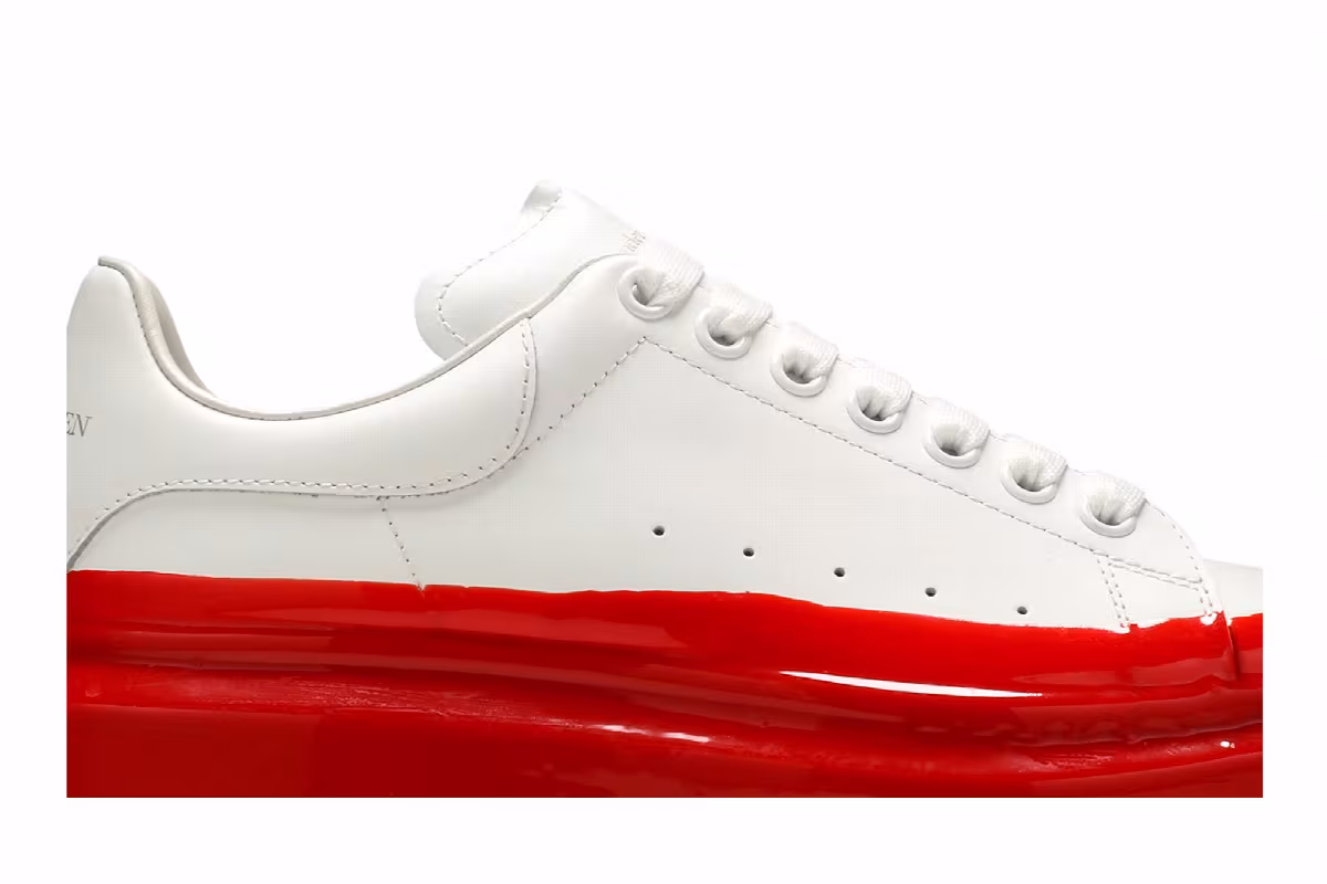 Alexander McQueen Oversized Sneaker Paint Dipped - White Lust Red, view 3