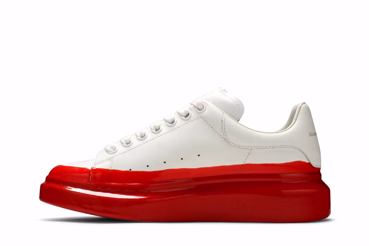 Alexander McQueen Oversized Sneaker Paint Dipped - White Lust Red, view 4