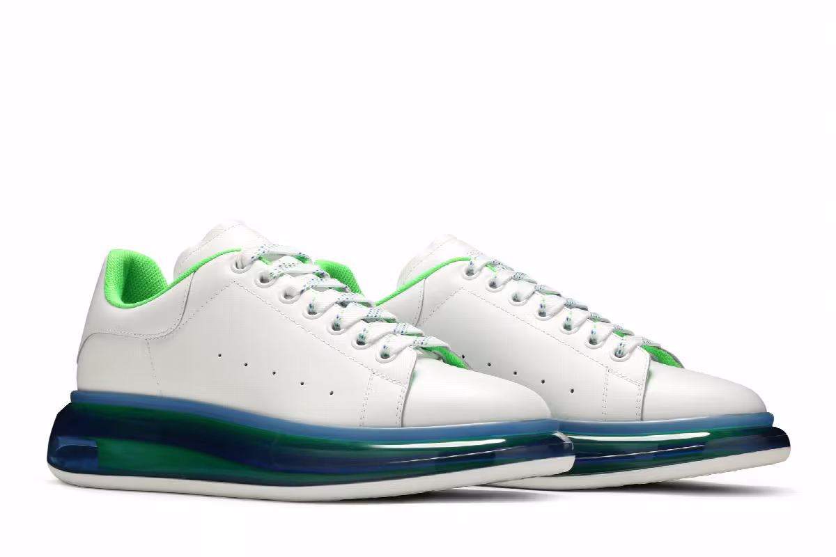 Alexander McQueen Oversized Sneaker Transparent Sole - White Blue, view 9