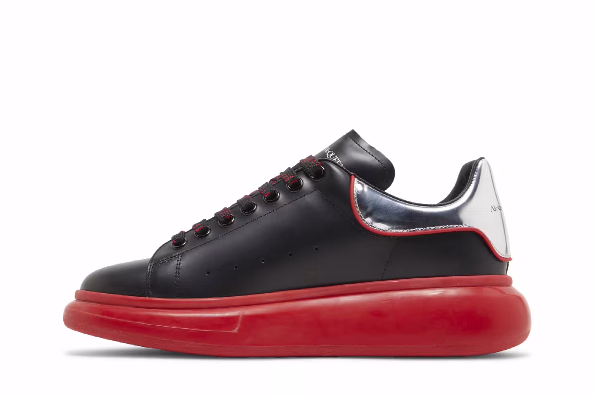 Alexander McQueen Oversized Sneaker Black Silver Lust Red, view 4