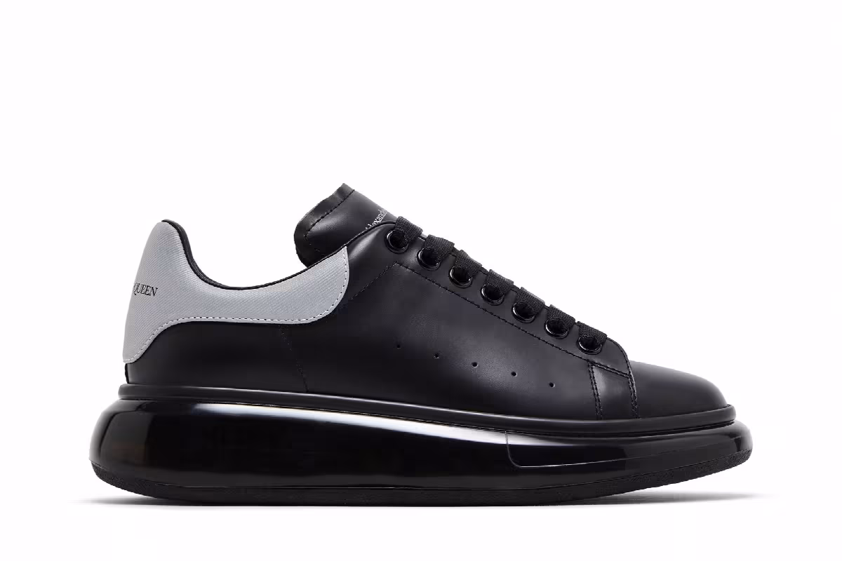 Alexander McQueen Oversized Sneaker Clear Sole - Black Grey, view 2