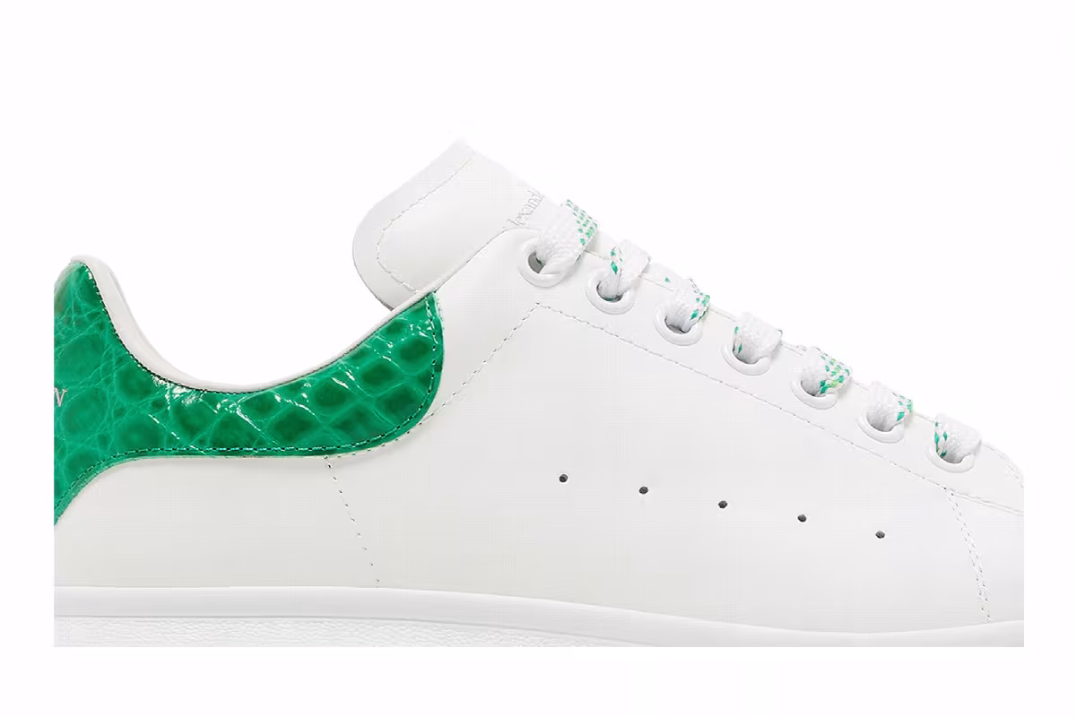 Alexander McQueen Oversized Sneaker Chrome Green Crocodile, view 3