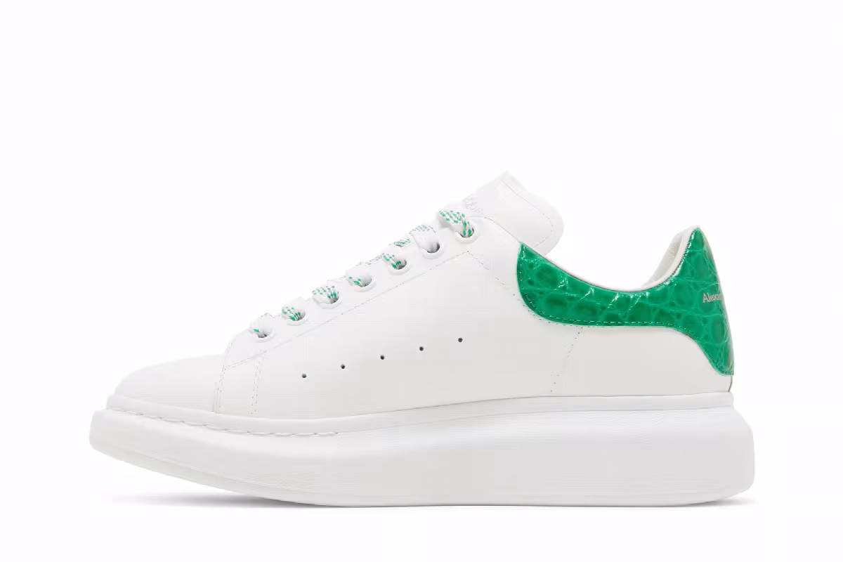 Alexander McQueen Oversized Sneaker Chrome Green Crocodile, view 4