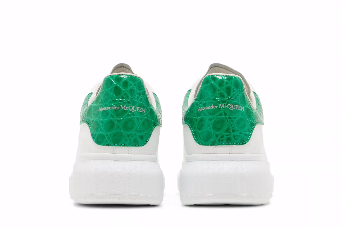 Alexander McQueen Oversized Sneaker Chrome Green Crocodile, view 7