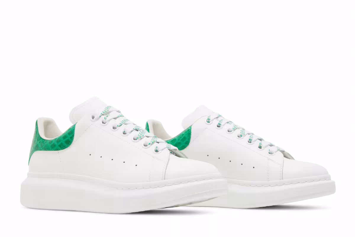 Alexander McQueen Oversized Sneaker Chrome Green Crocodile, view 9