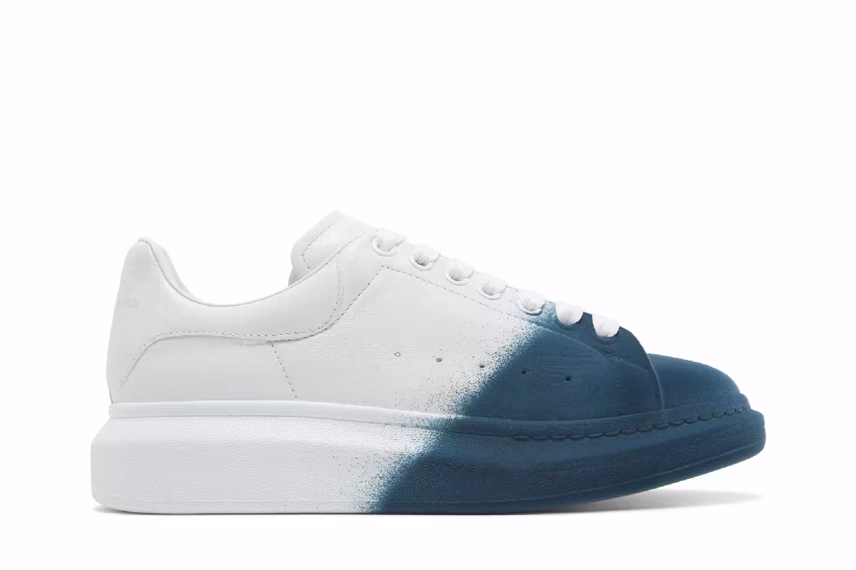 Alexander McQueen Oversized Sneaker White Emerald Green Spray, view 2