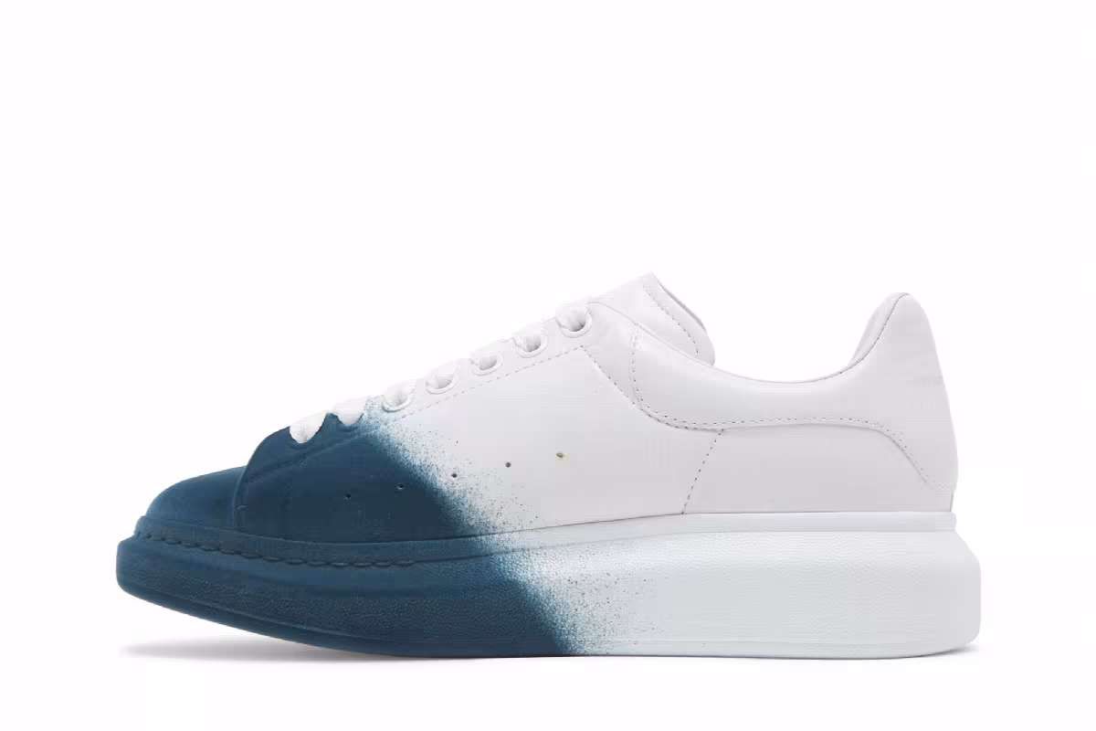 Alexander McQueen Oversized Sneaker White Emerald Green Spray, view 4