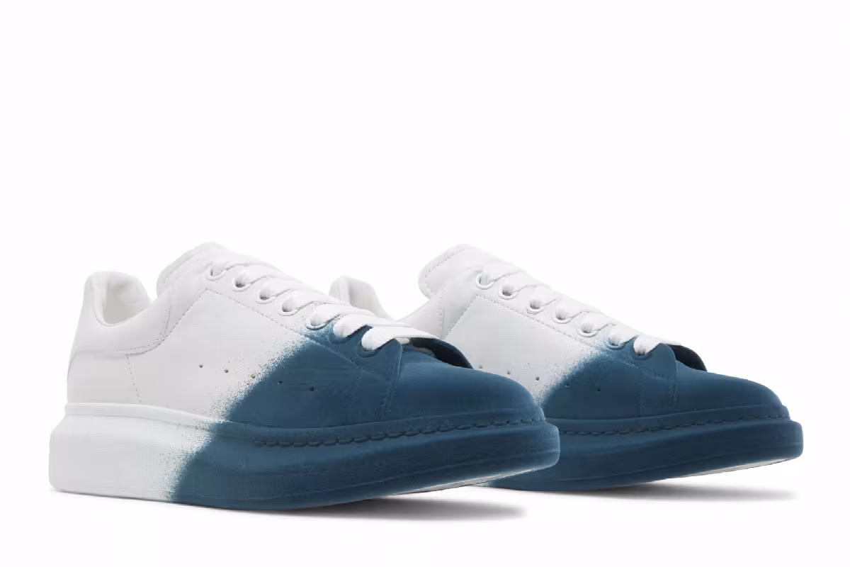 Alexander McQueen Oversized Sneaker White Emerald Green Spray, view 9