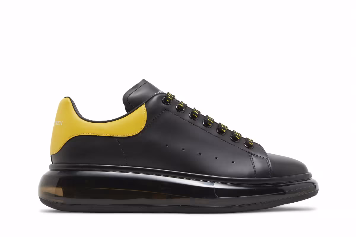 Alexander McQueen Oversized Sneaker Clear Sole - Black Pop Yellow, view 2