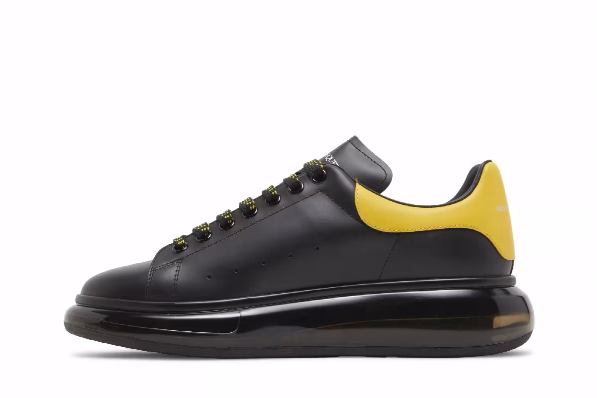 Alexander McQueen Oversized Sneaker Clear Sole - Black Pop Yellow, view 4