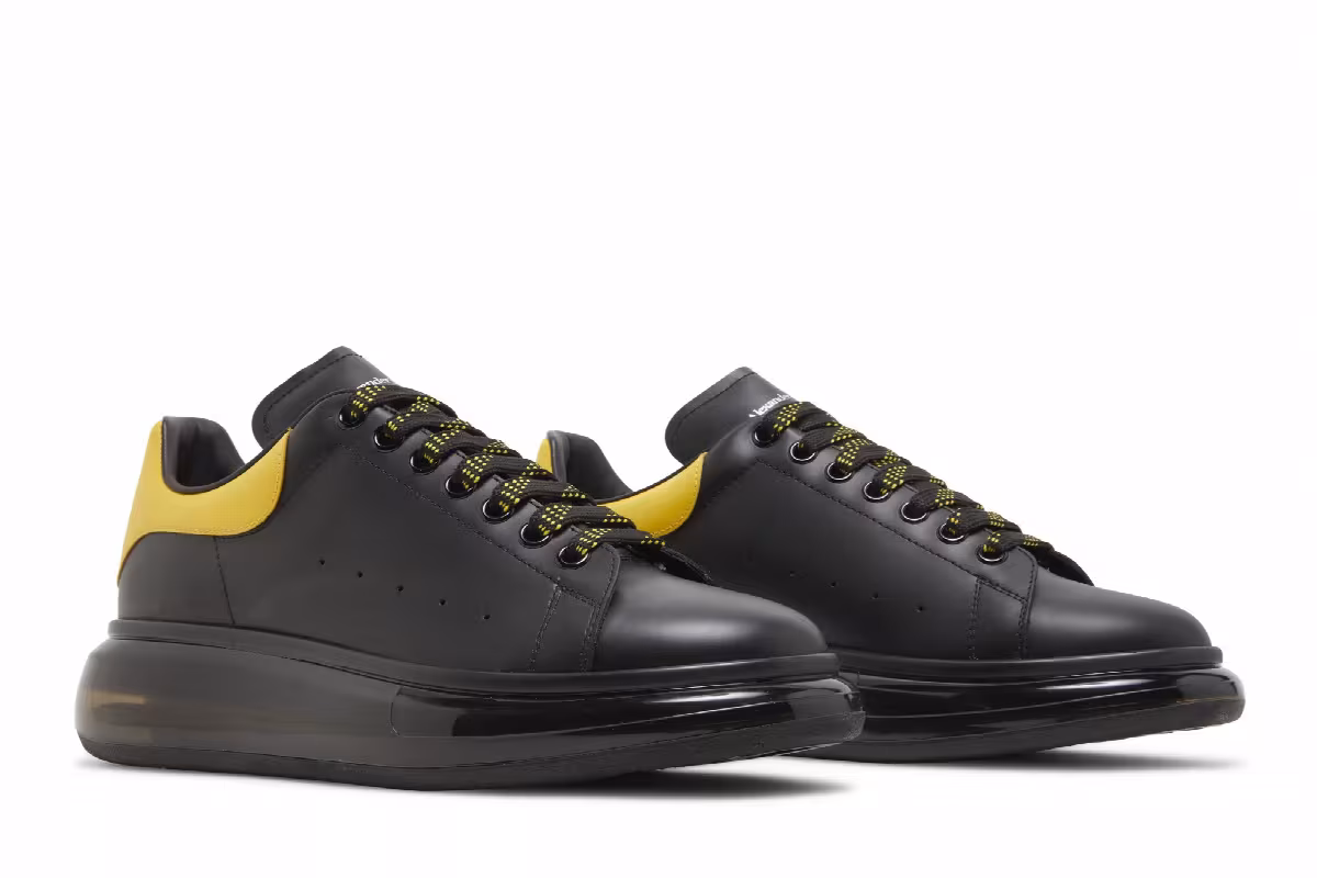 Alexander McQueen Oversized Sneaker Clear Sole - Black Pop Yellow, view 9