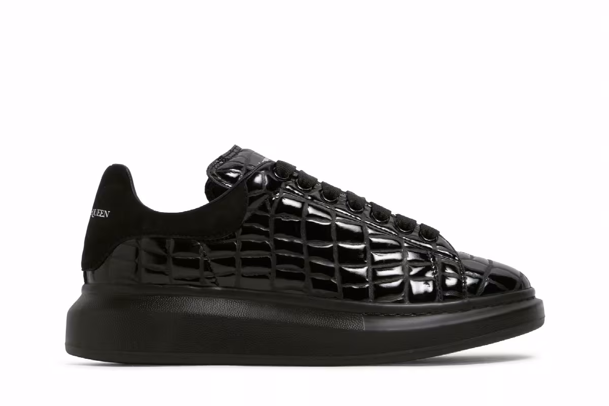 Alexander McQueen Oversized Sneaker Black Crocodile, view 2