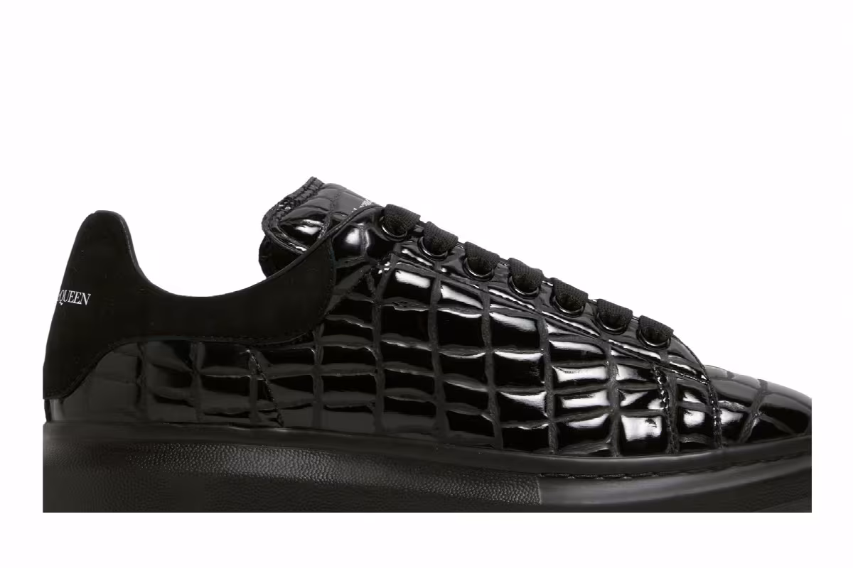 Alexander McQueen Oversized Sneaker Black Crocodile, view 3