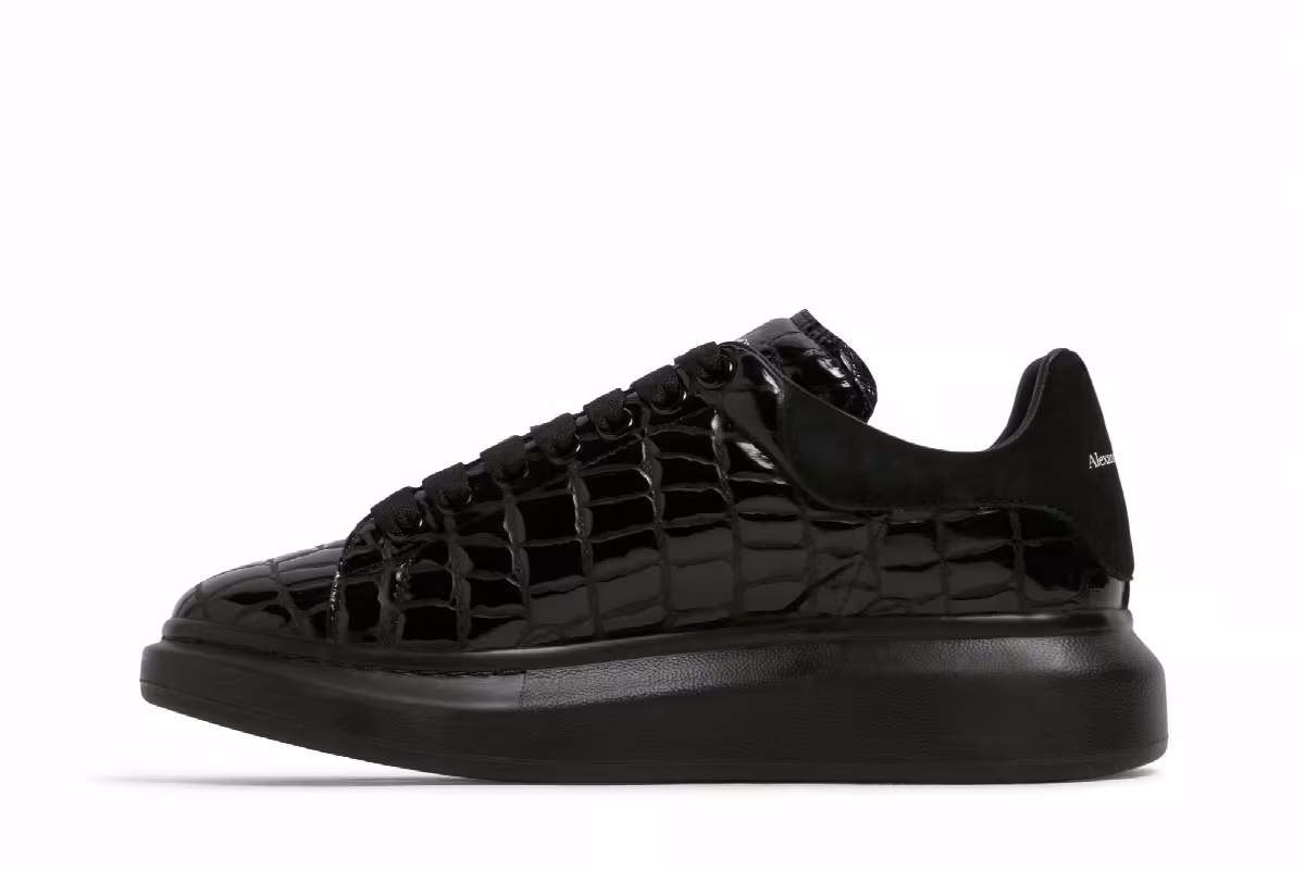 Alexander McQueen Oversized Sneaker Black Crocodile, view 4