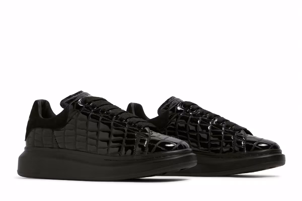 Alexander McQueen Oversized Sneaker Black Crocodile, view 9