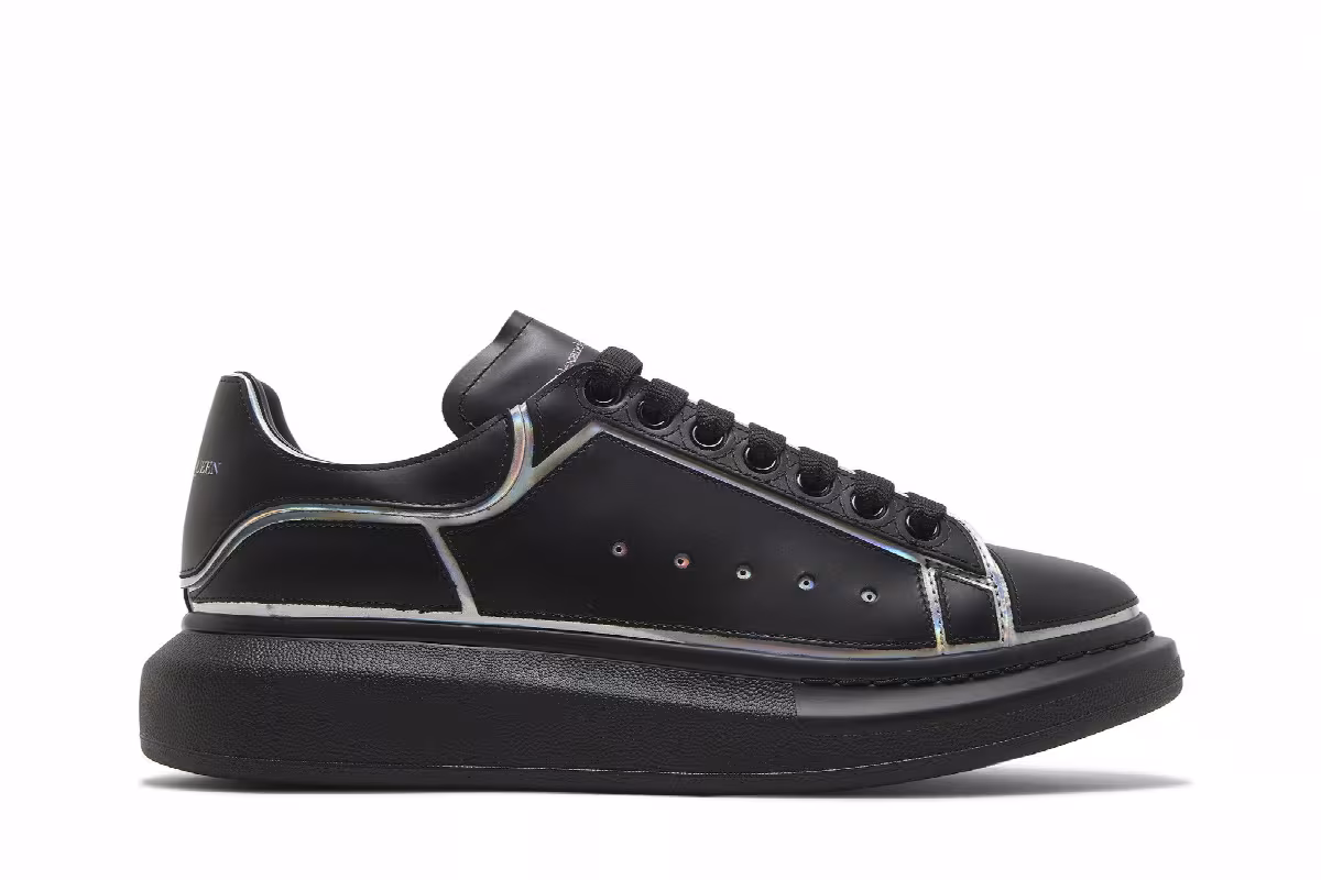 Alexander McQueen Oversized Sneaker Black Silver Holo, view 2