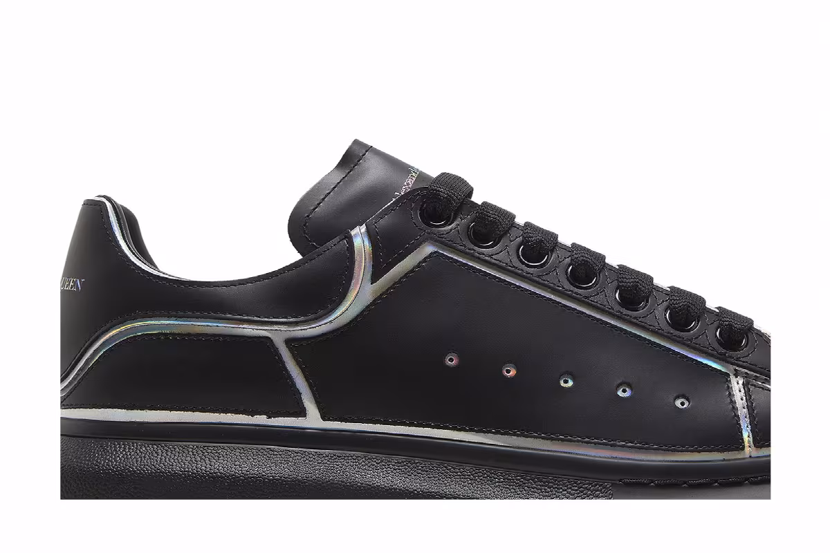 Alexander McQueen Oversized Sneaker Black Silver Holo, view 3