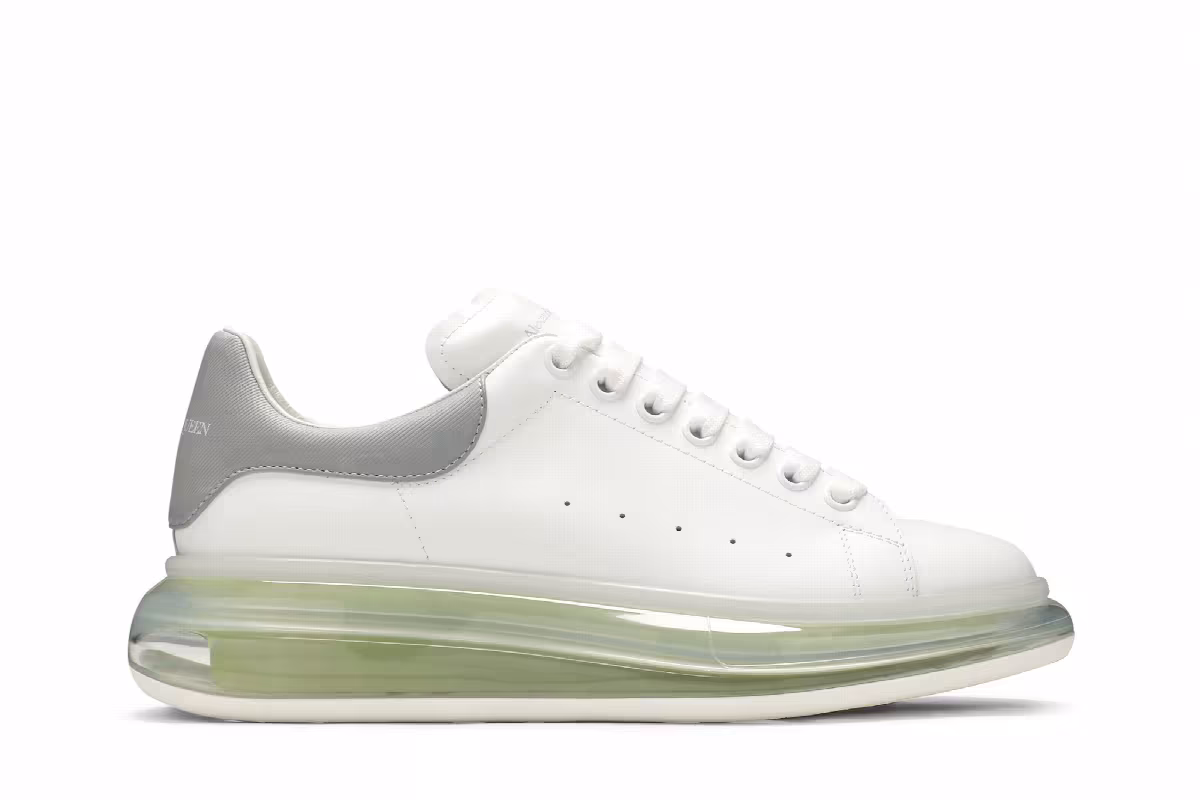 Alexander McQueen Oversized Sneaker Transparent Sole - White Gunmetal, view 2