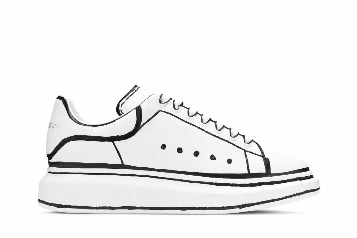 Alexander McQueen Oversized Sneaker White Black, view 2