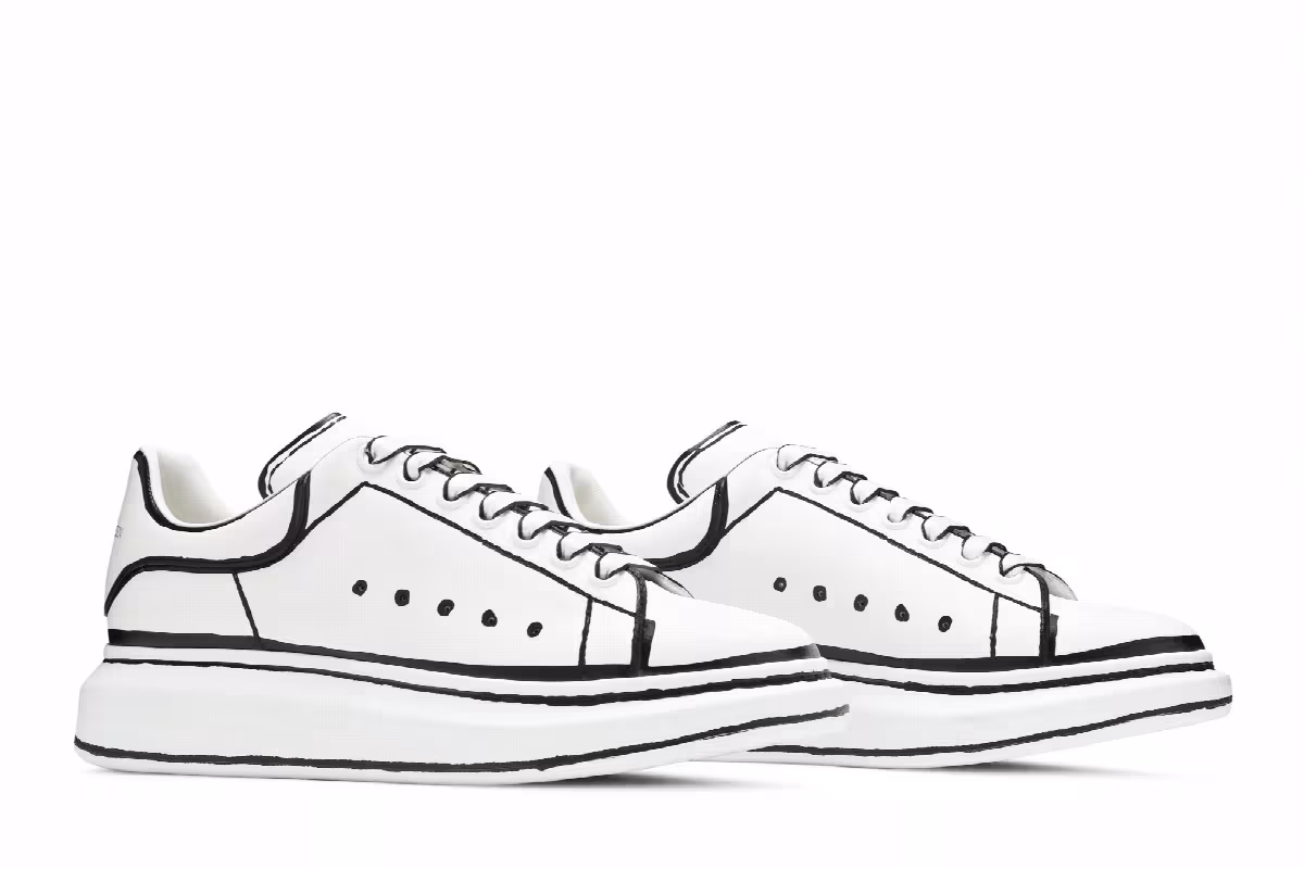 Alexander McQueen Oversized Sneaker White Black, view 9