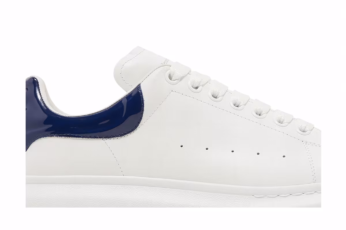 Alexander McQueen Oversized Sneaker White Navy Patent, view 3