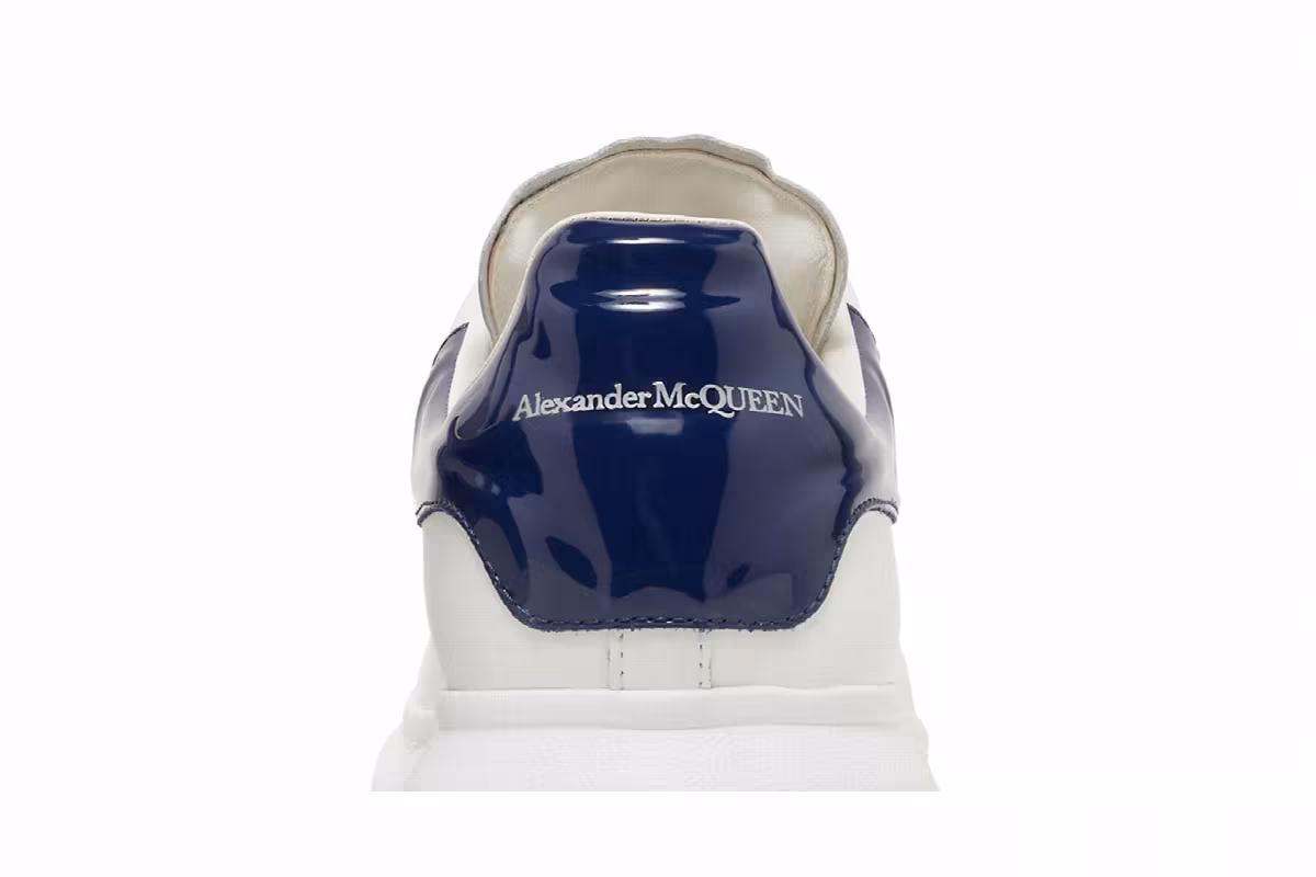 Alexander McQueen Oversized Sneaker White Navy Patent, view 8