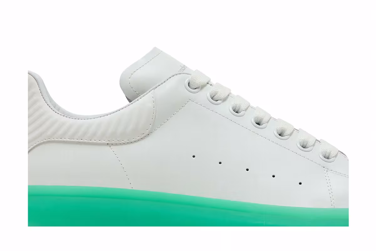 Alexander McQueen Oversized Sneaker White Aqua Sole, view 3