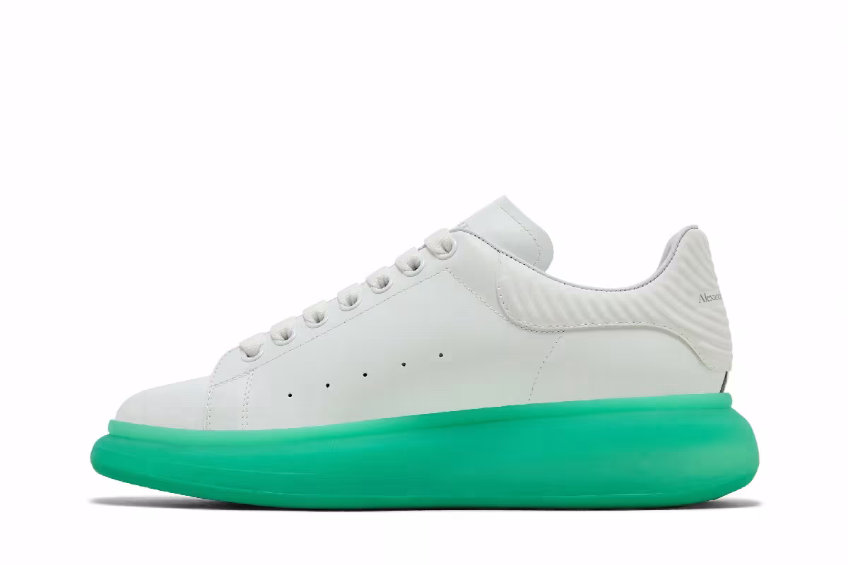 Alexander McQueen Oversized Sneaker White Aqua Sole, view 4