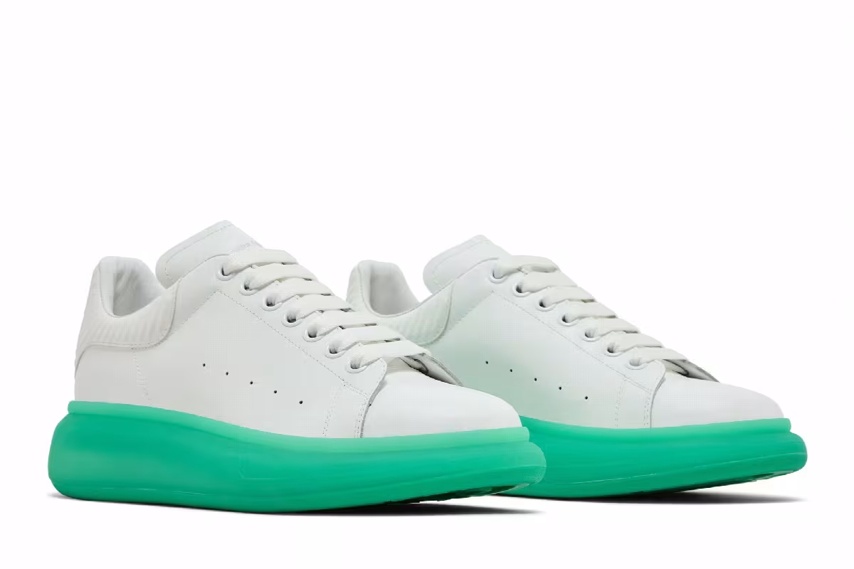 Alexander McQueen Oversized Sneaker White Aqua Sole, view 9