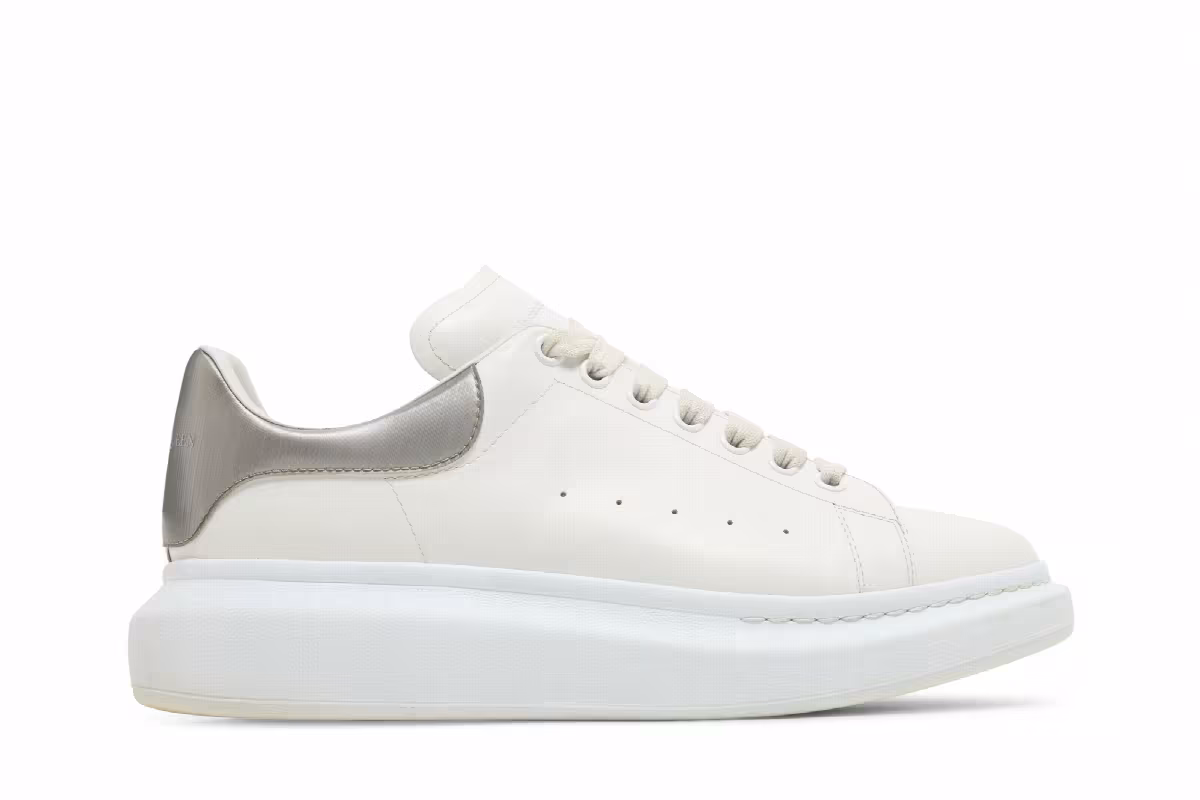 Alexander McQueen Oversized Sneaker White Metallic Platinum, view 2