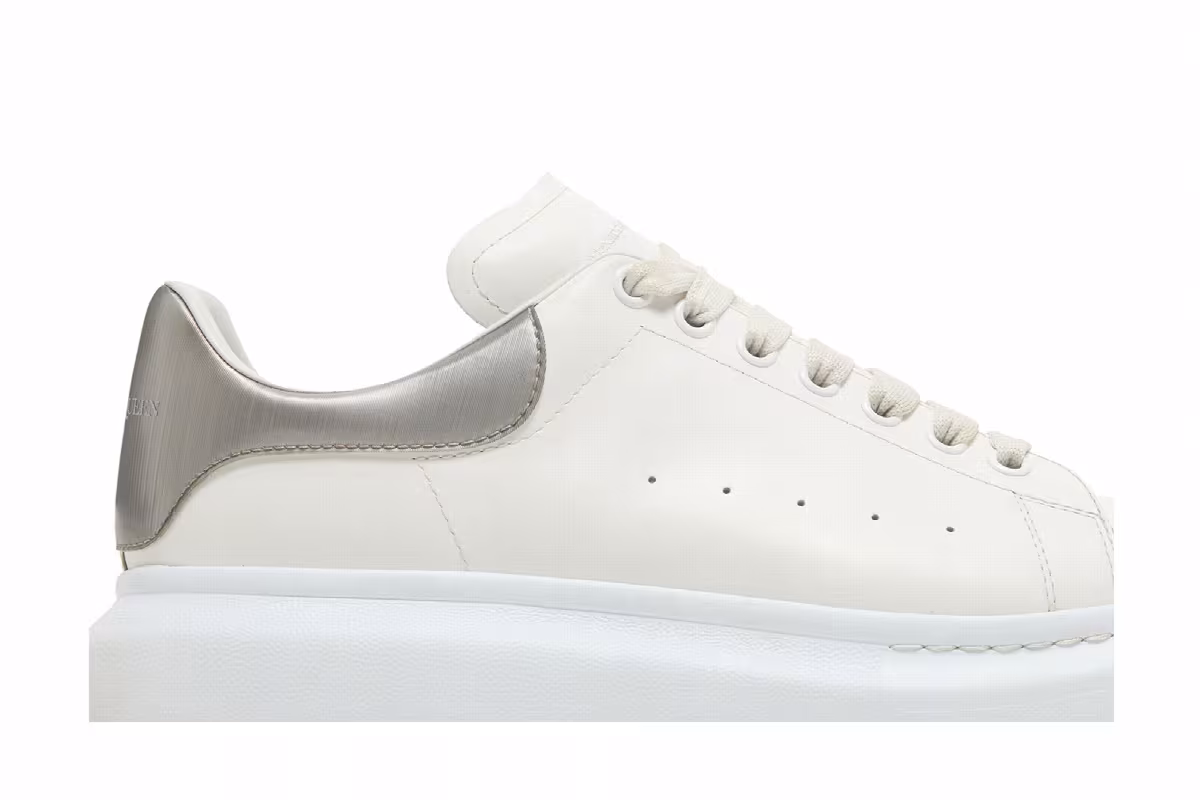 Alexander McQueen Oversized Sneaker White Metallic Platinum, view 3