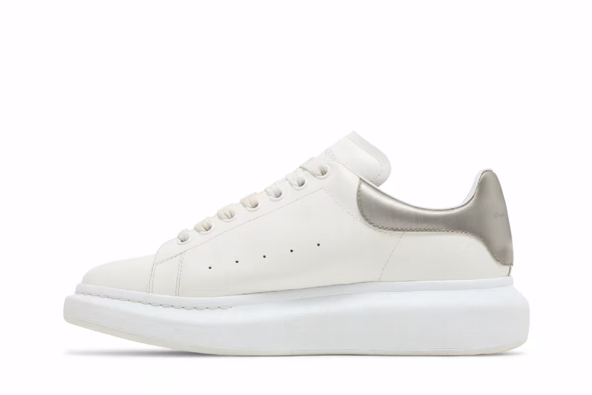 Alexander McQueen Oversized Sneaker White Metallic Platinum, view 4