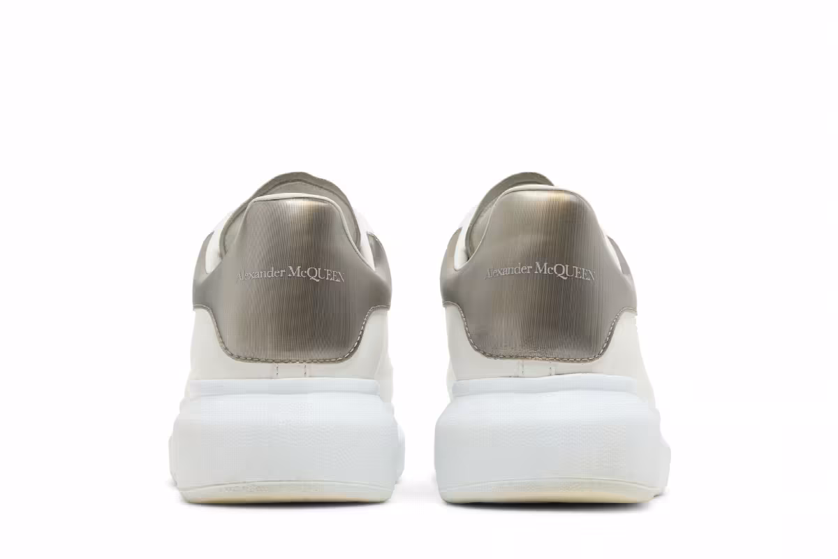 Alexander McQueen Oversized Sneaker White Metallic Platinum, view 7
