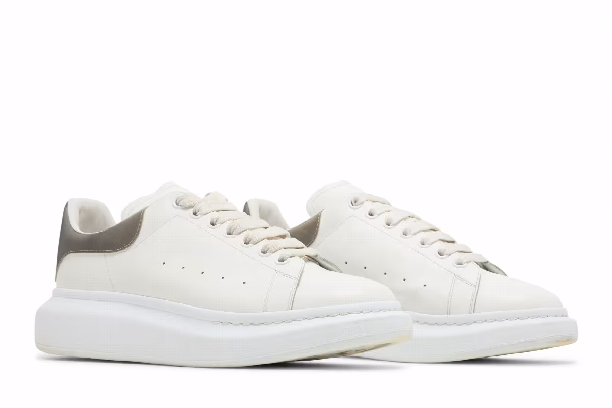 Alexander McQueen Oversized Sneaker White Metallic Platinum, view 9