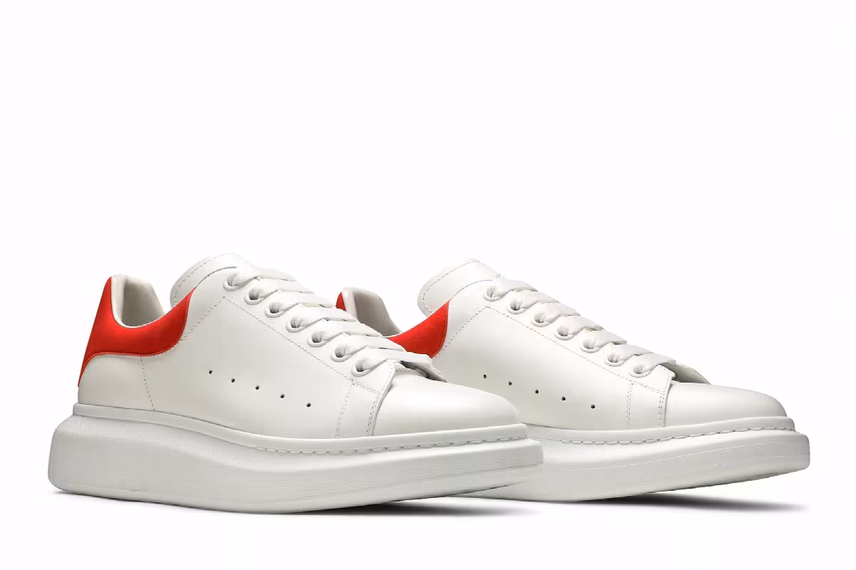 Alexander McQueen Oversized Sneaker White Warm Orange, view 9