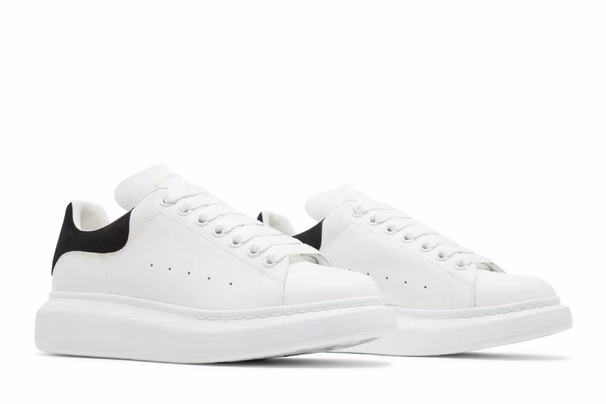 Alexander McQueen Women's Oversized Sneaker White Black, view 9