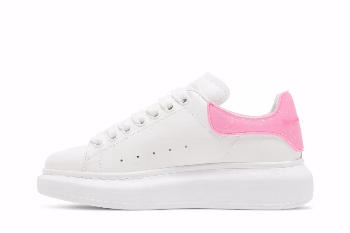 Alexander McQueen Women's Oversized Sneaker White Bright Pink, view 4