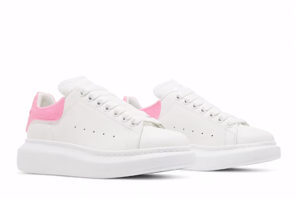 Alexander McQueen Women's Oversized Sneaker White Bright Pink, view 9