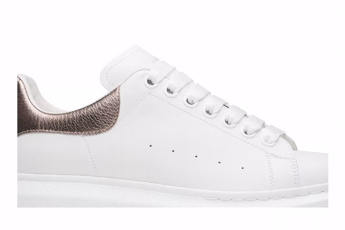 Alexander McQueen Women's Oversized Sneaker White Rose Gold, view 3