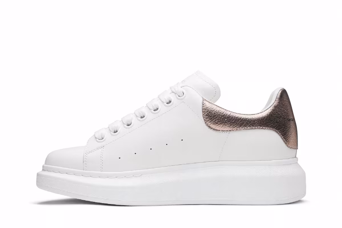 Alexander McQueen Women's Oversized Sneaker White Rose Gold, view 4