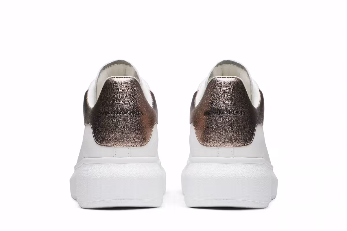 Alexander McQueen Women's Oversized Sneaker White Rose Gold, view 7