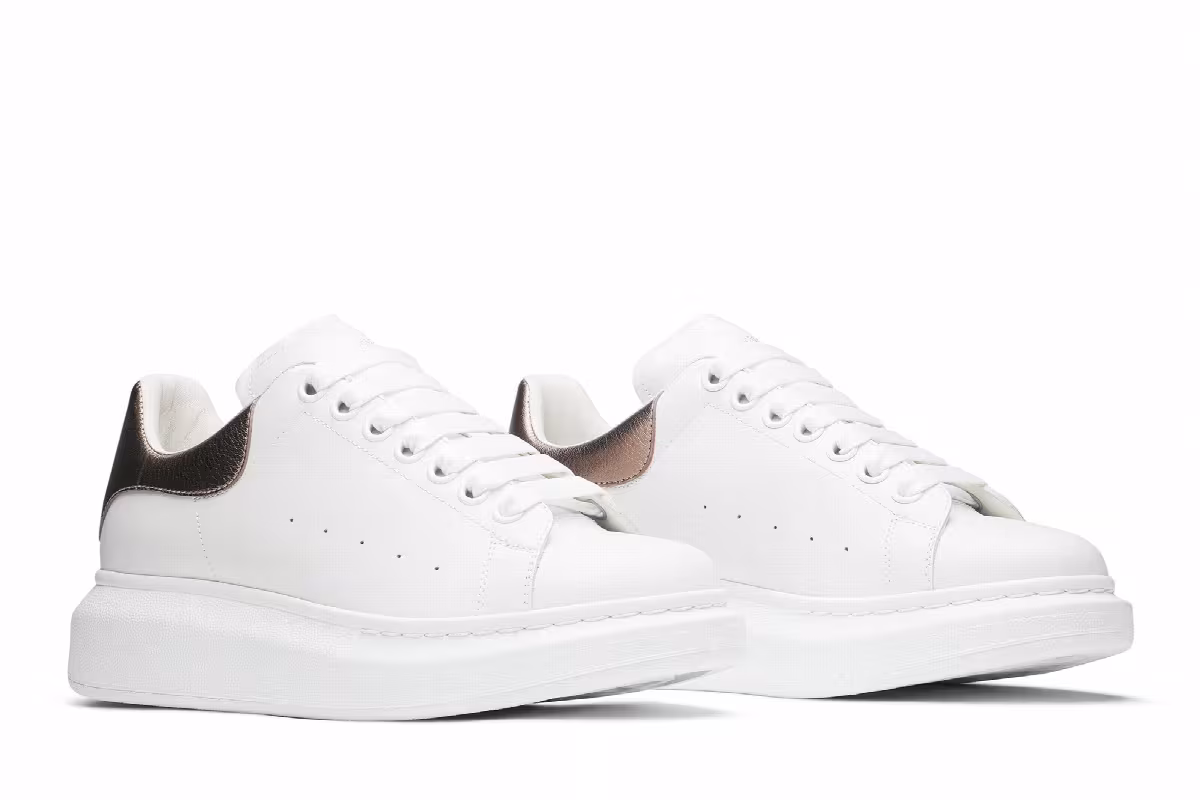 Alexander McQueen Women's Oversized Sneaker White Rose Gold, view 9
