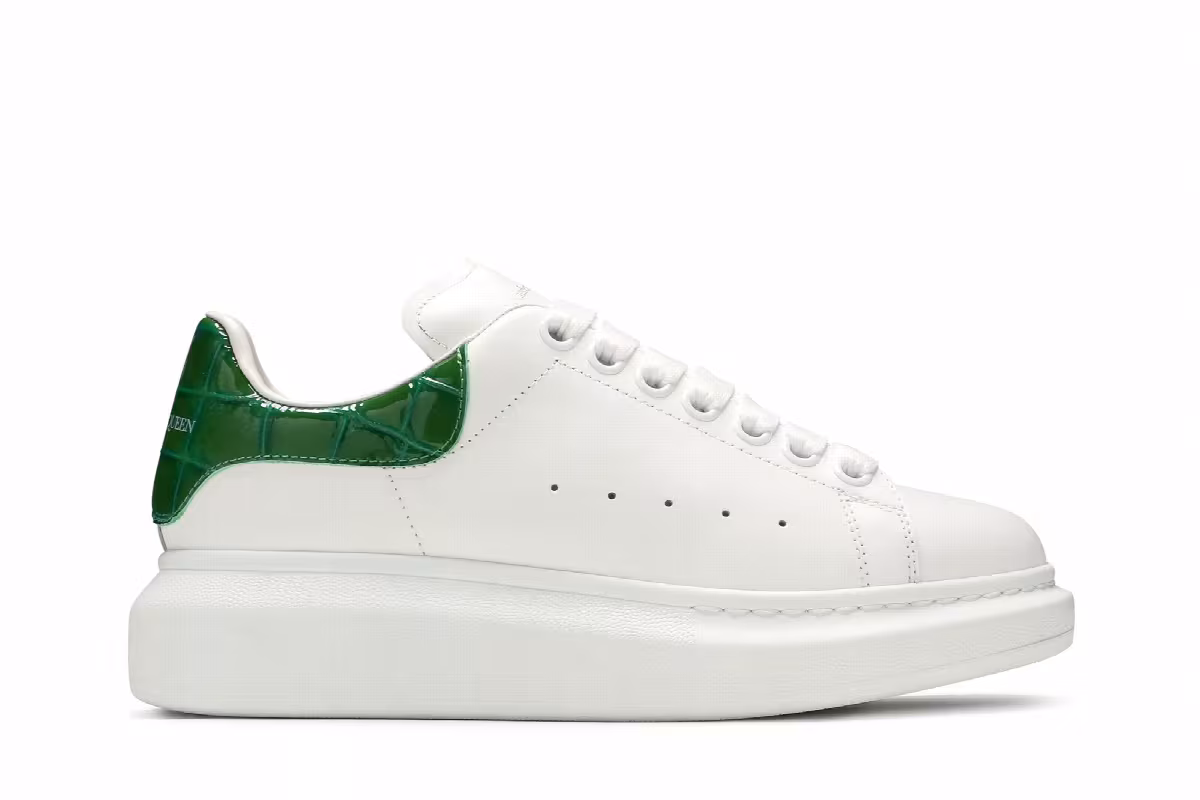 Alexander McQueen Women's Oversized Sneaker White Chrome Green, view 2