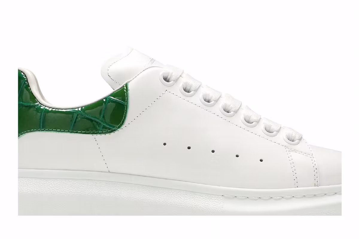 Alexander McQueen Women's Oversized Sneaker White Chrome Green, view 3