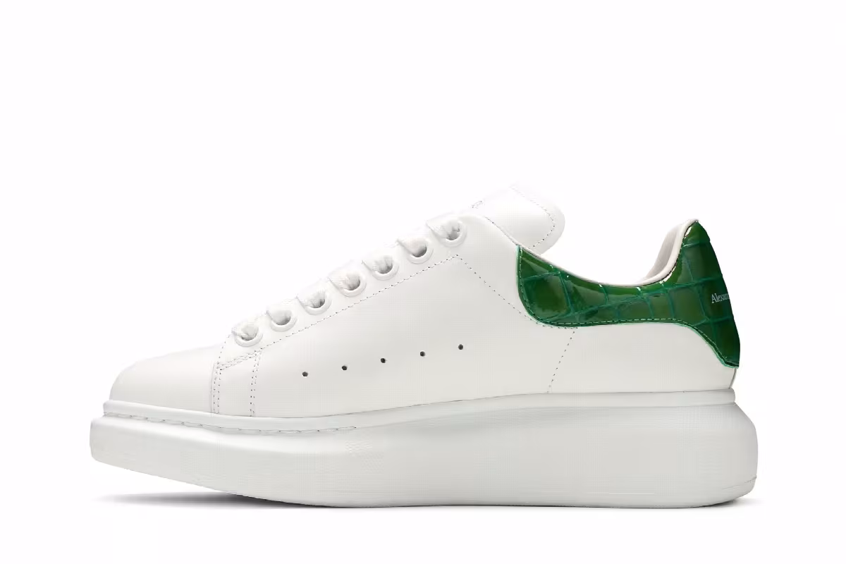 Alexander McQueen Women's Oversized Sneaker White Chrome Green, view 4