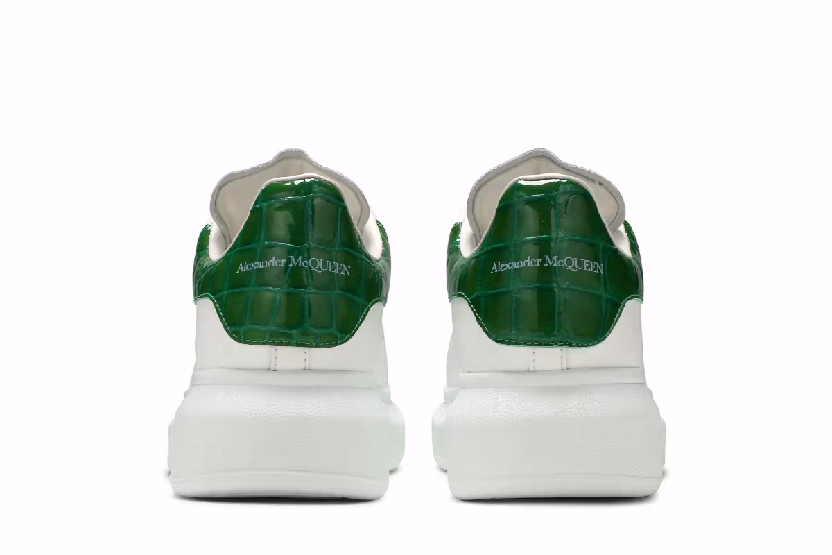Alexander McQueen Women's Oversized Sneaker White Chrome Green, view 7
