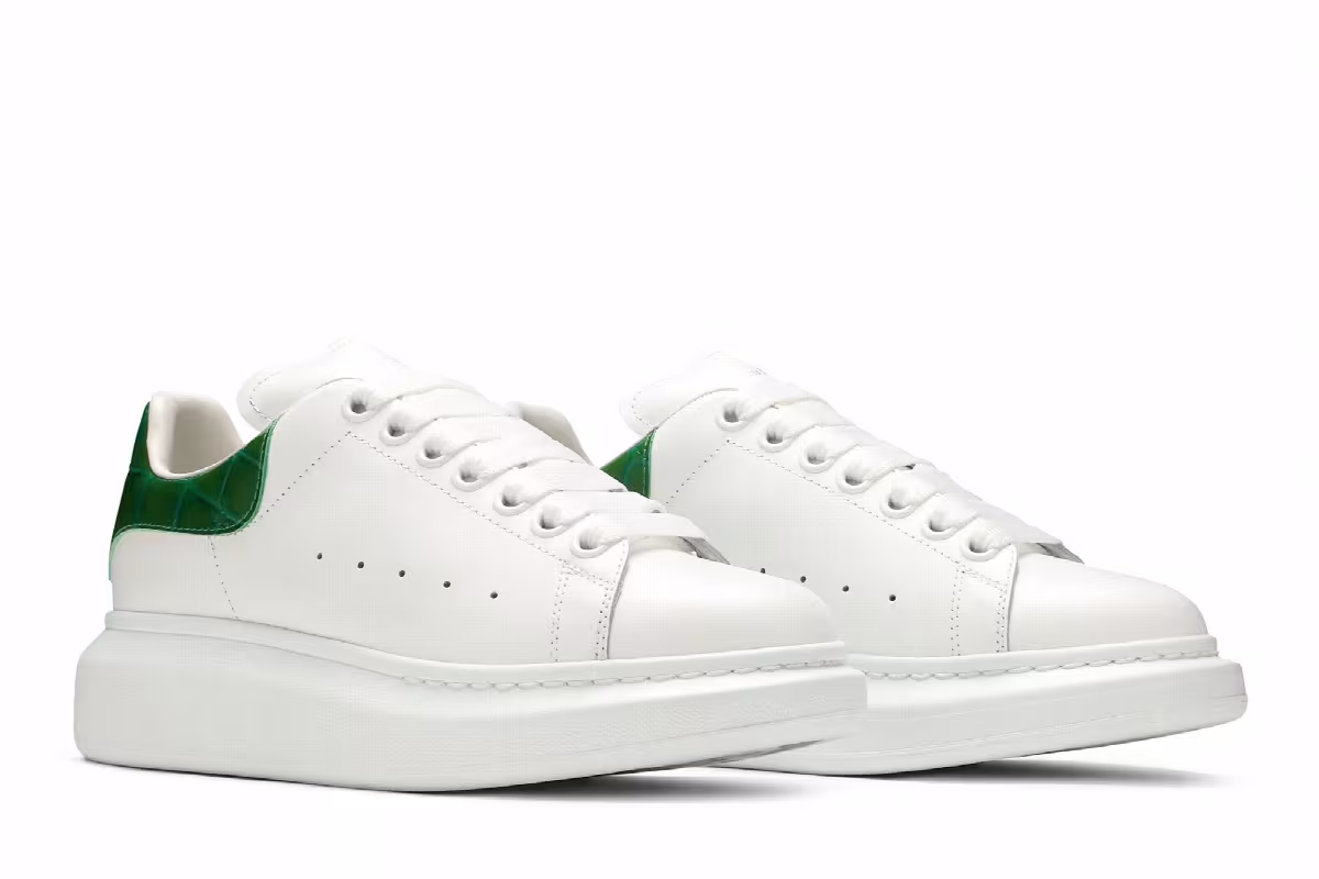Alexander McQueen Women's Oversized Sneaker White Chrome Green, view 9